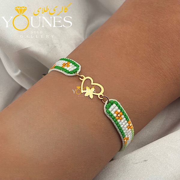 دستبند میوکی قلب و گل لیزری طلا